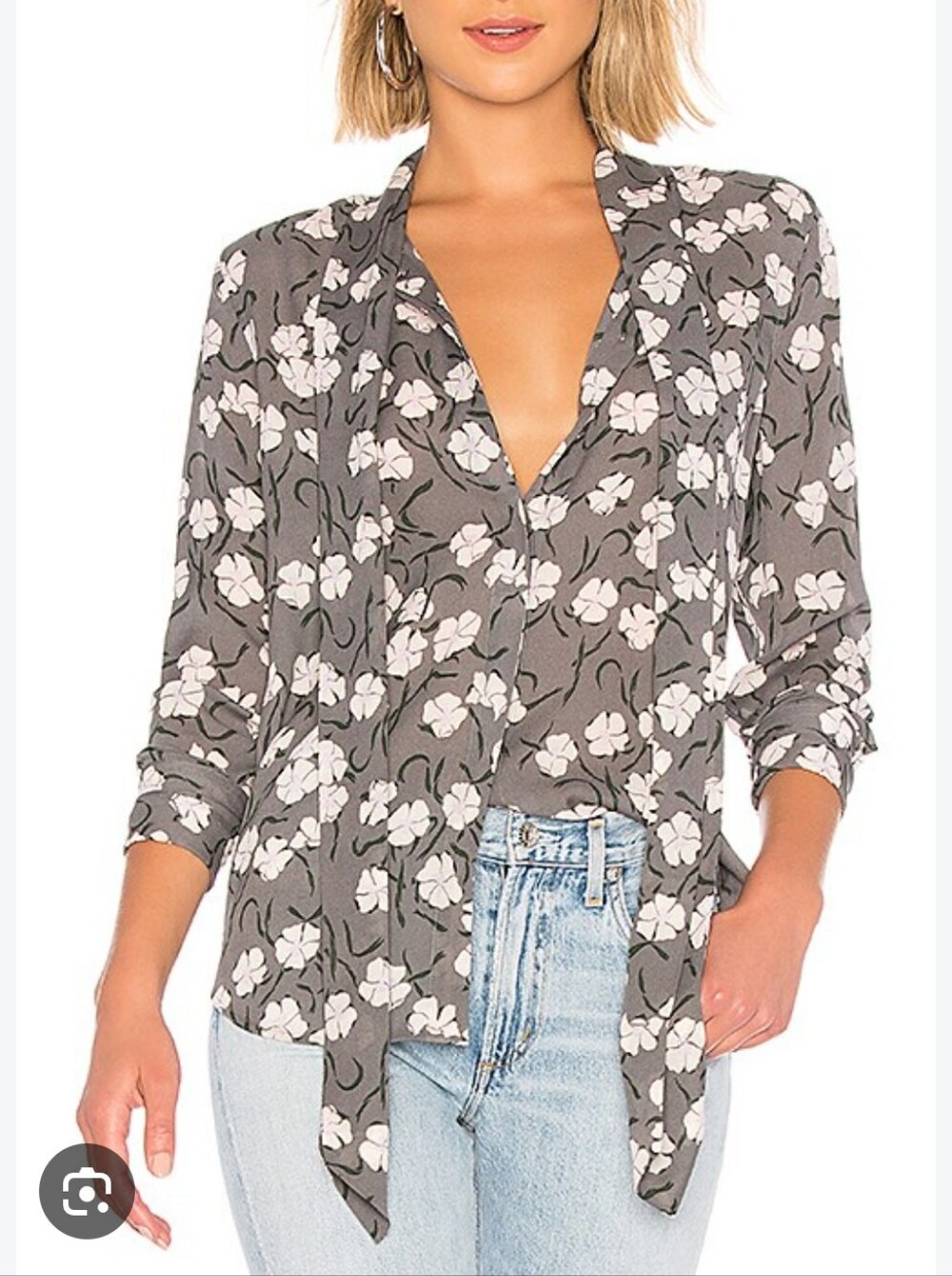 EQUIPMENT FEMME | US S 100% Silk Button Down Blouse With Neck-Tie | vintage ink
